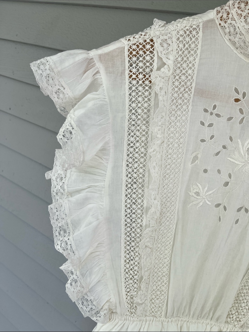 Ulla Johnson Mini Dress White Lace Ruffle Eyelet Dress US 0 - Picture 4 of 12